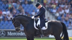 2015-08-15 00:00:00 epa04885124 A file picture made available on 15 August 2015 shows Matthias Alexander Rath of Germany on his horse Totilas in the Grand Prix Dressage Team Final during the FEI European Championships in Aachen, Germany, 13 August 2015. Matthias Alexander Rath and Totilas have withdrawn from further competition at the 2015 European Dressage Championships in Aachen on 15 August 2015..  EPA/UWE ANSPACH